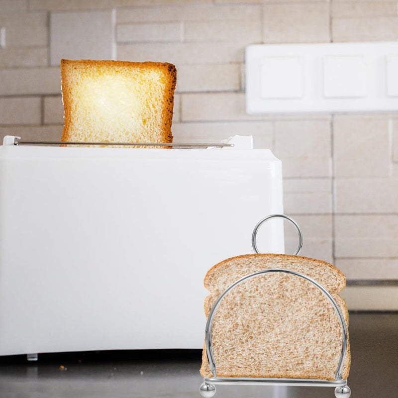Cabilock Stainless Steel Toast Rack Vertical Bread Loaf Slices Holder Stand Table Serving Metal Slice Bread Rack Desktop Toast Stand Kitchen Gadget - Image 2
