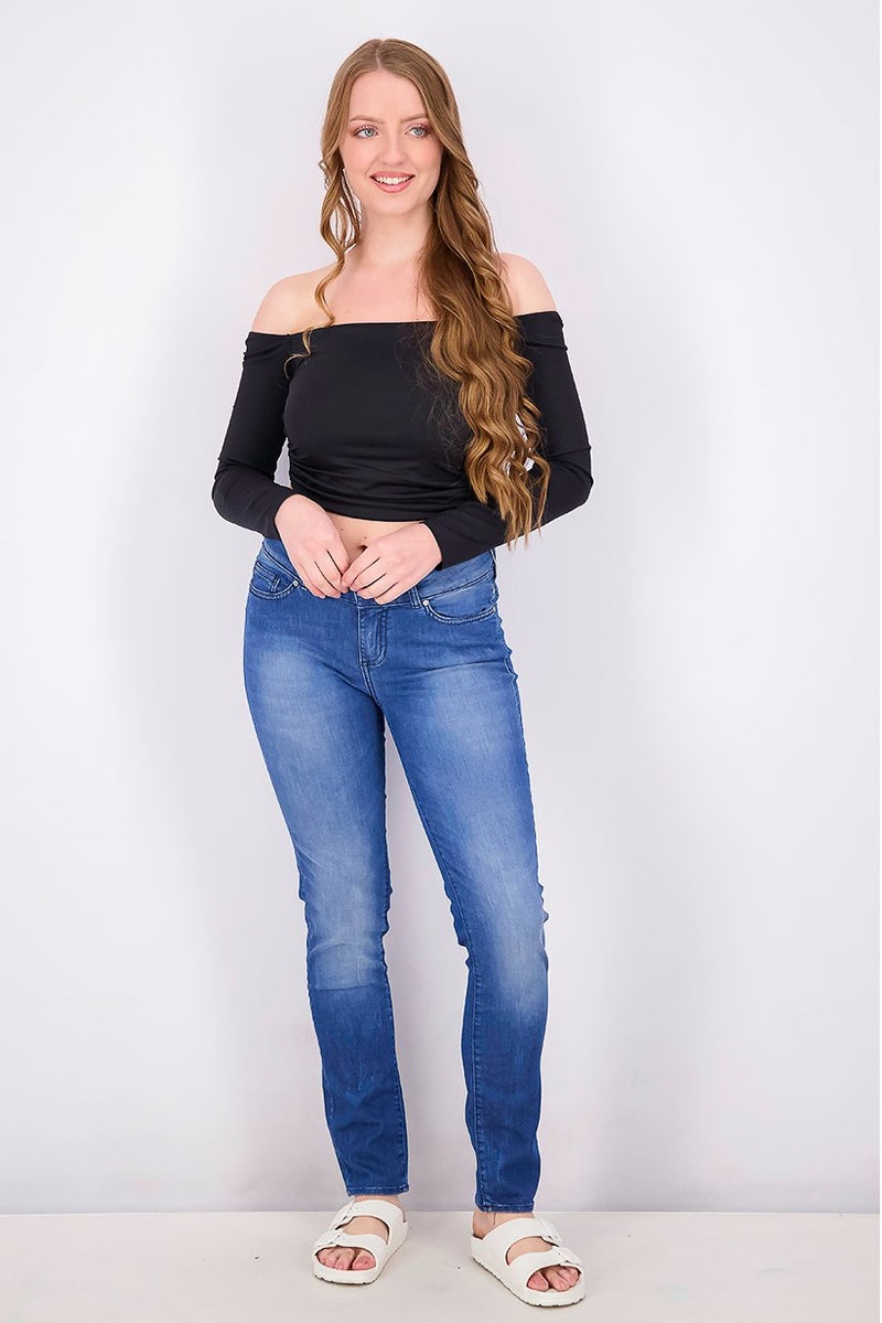 Seven 7 Women Regular Fit High Waist Stretchable Denim Jeans, Blue - Image 3