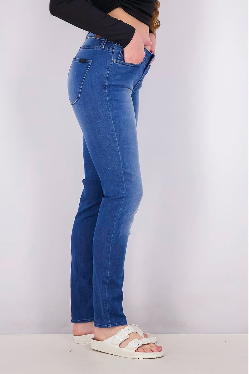 Seven 7 Women Regular Fit High Waist Stretchable Denim Jeans, Blue - Image 4