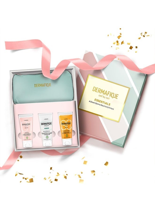 Dermafique Gift Essentials- A Smart Skincare Routine Gift Set of 3, Sunscreen, Face Wash, Face Cream, Gifts for Women & Men, Dermatologist Tested, Gift Item, Best Birthday, Anniversary Gift by ITC - Image 1