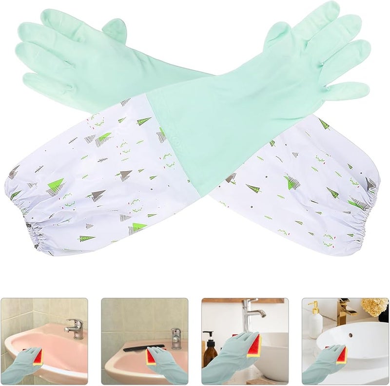 قفازات مطاطية طويلة لغسل الصحون وتنظيف المنزل زوجان - Image 4