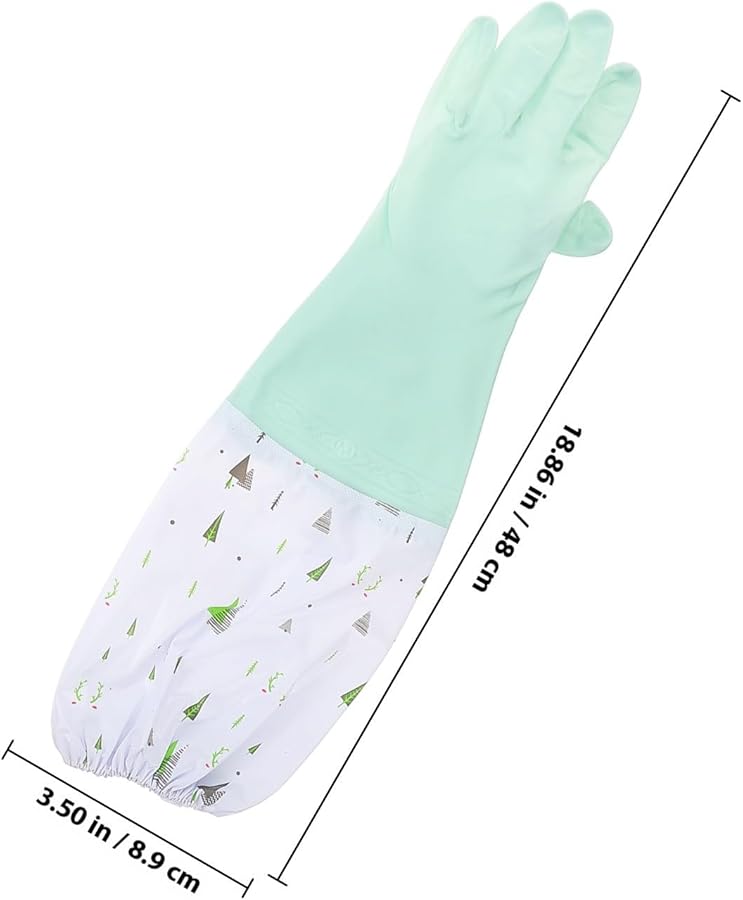 قفازات مطاطية طويلة لغسل الصحون وتنظيف المنزل زوجان - Image 3