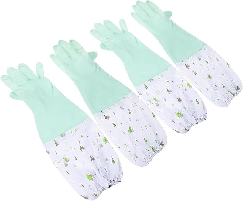 قفازات مطاطية طويلة لغسل الصحون وتنظيف المنزل زوجان - Image 2