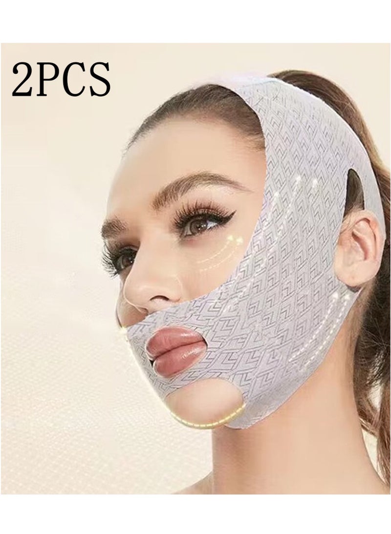 2 Piece Chin Strap for Sleeping, Reusable Double Chin Reducer Eliminator for Women, V Line Lifting Mask Face Slimming Strap, Breathable Jawline Exerciser Lifting & Firming Prevent Sagging. - Image 1