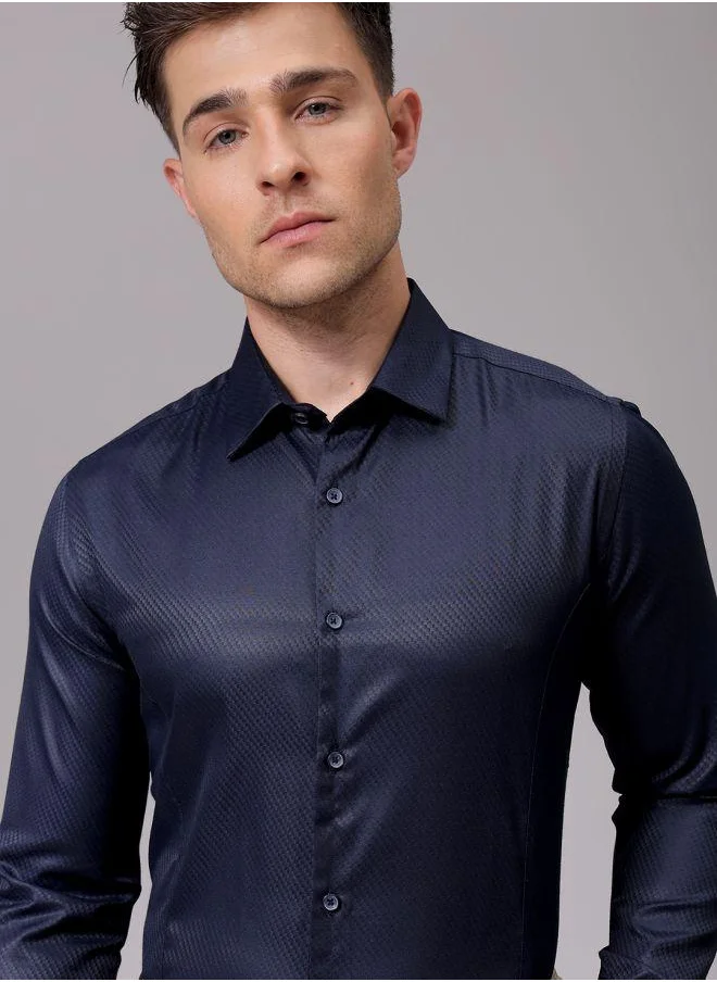 The Indian Garage Co Men Slim Fit Solid Full Sleeves Cutaway Collar Formal Shirt