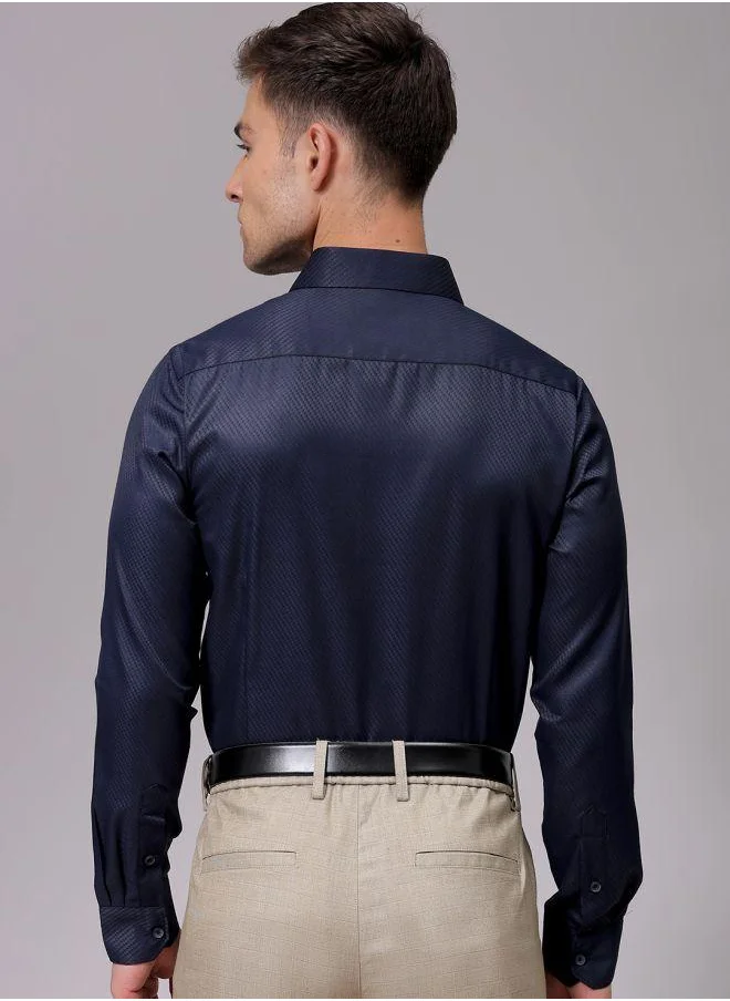 The Indian Garage Co Men Slim Fit Solid Full Sleeves Cutaway Collar Formal Shirt