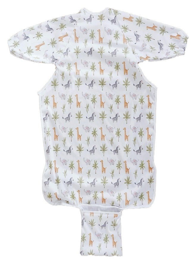 CoolaPeach Coverall Baby Bibs for Eating:Long Sleeve Bibs for Babies,Adjustable Toddler Bibs Attaches to Highchair and Table,Waterproof Smock Bib (Giraffe Zebra) - Image 1