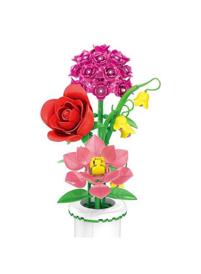 Brickcraft Botanicals Radiant Bouquet & Vase Building Set (280 Pieces) Creative Flower Arrangement Kit with Rose, Gardenia, Lily & Hydrangea – Display for Home or Office, Christmas - Image 2