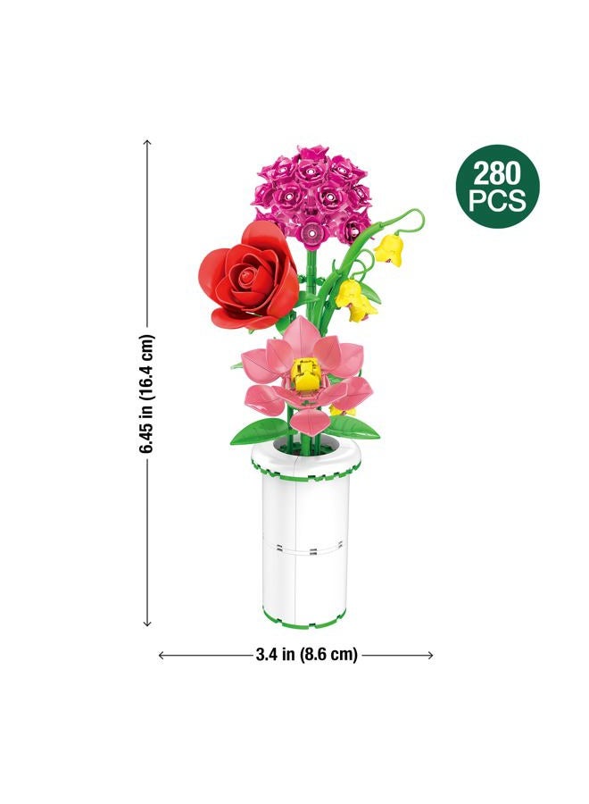 Brickcraft Botanicals Radiant Bouquet & Vase Building Set (280 Pieces) Creative Flower Arrangement Kit with Rose, Gardenia, Lily & Hydrangea – Display for Home or Office, Christmas - Image 5