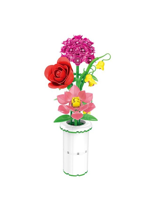 Brickcraft Botanicals Radiant Bouquet & Vase Building Set (280 Pieces) Creative Flower Arrangement Kit with Rose, Gardenia, Lily & Hydrangea – Display for Home or Office, Christmas - Image 3