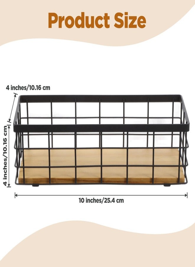 Limbeuuu 2 Pack Small Wire Baskets, Narrow Rustic Storage Bin for Bathroom Counter, Farmhouse RectangleOrganizer Tray for Kitchen Countertop, Pantry, RV, Office Decorative - Image 2