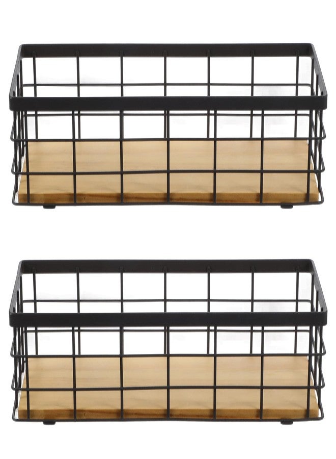 Limbeuuu 2 Pack Small Wire Baskets, Narrow Rustic Storage Bin for Bathroom Counter, Farmhouse RectangleOrganizer Tray for Kitchen Countertop, Pantry, RV, Office Decorative - Image 1