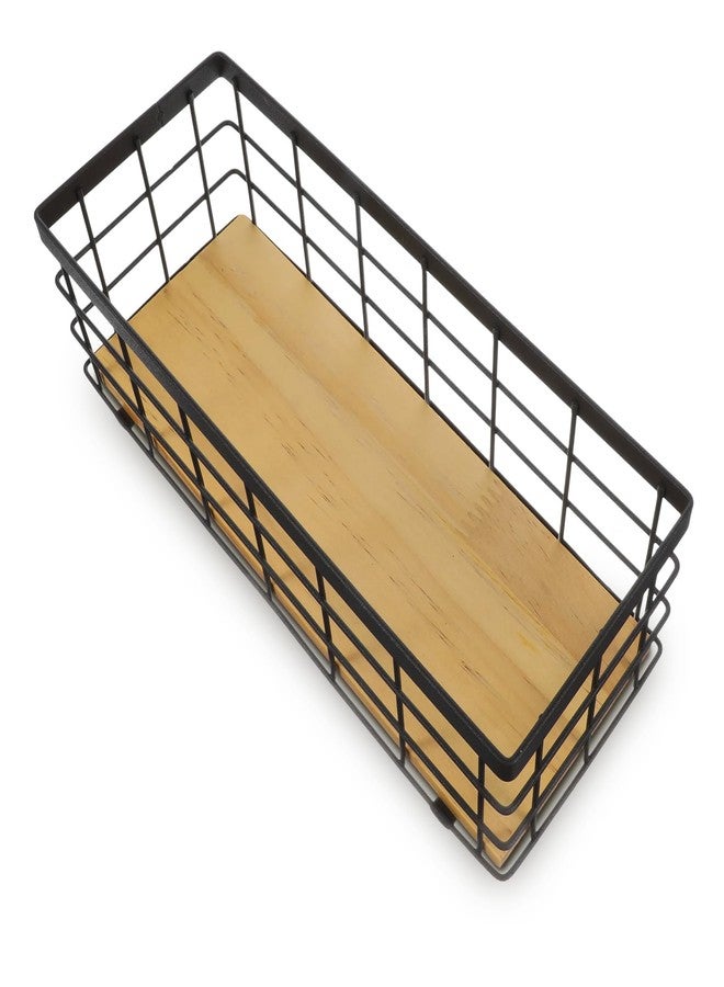 Limbeuuu 2 Pack Small Wire Baskets, Narrow Rustic Storage Bin for Bathroom Counter, Farmhouse RectangleOrganizer Tray for Kitchen Countertop, Pantry, RV, Office Decorative - Image 4