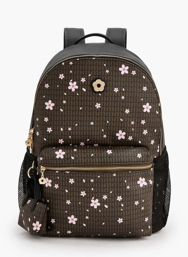 Floral Print Backpack With Adjustable Shoulder Straps