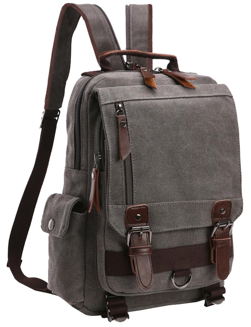 mygreen Messenger Bag for Men, Canvas Crossbody Sling Shoulder Bags Haversack Grey - Image 1