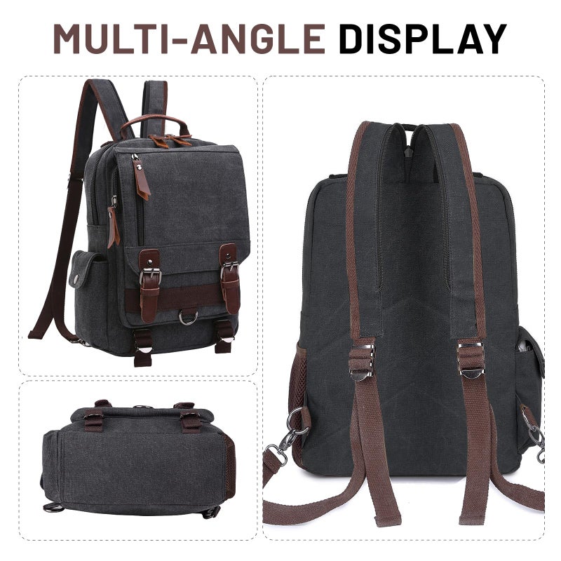 mygreen Messenger Bag for Men, Canvas Crossbody Sling Shoulder Bags Haversack Grey - Image 4