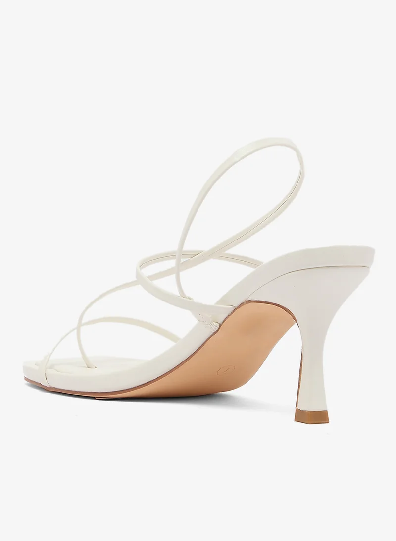 Glamorous WHITE PU Ankle Strap Barely High Heel Sandals for Women | Best Price UAE