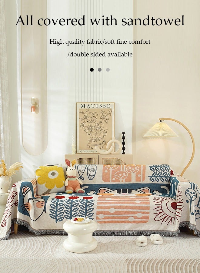 DUNISO Sofa cover, three dimensional jacquard sofa blanket, fully wrapped furniture protective cover, dustproof and anti slip, double sided usable, suitable for sofas of three to four people, 180 * 260CM - Image 3