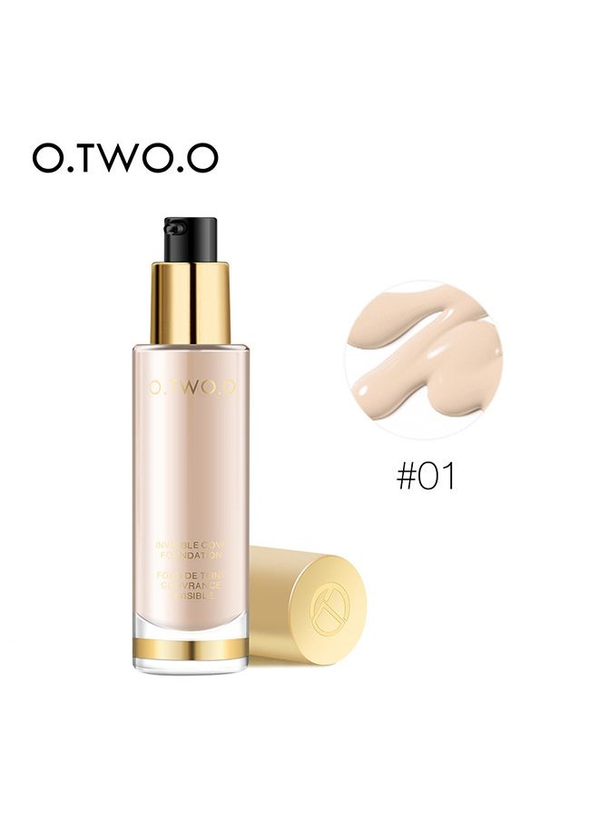 O.TWO.O Full Coverage Liquid Foundation, Smoothing Makeup Base Concealer Foundation, Matte Wear Concealer Sun Block Cream, Minimizes Pores, Hides Wrinkles - Advanced Real Moisture Foundation(Pearly white)  - Image 2