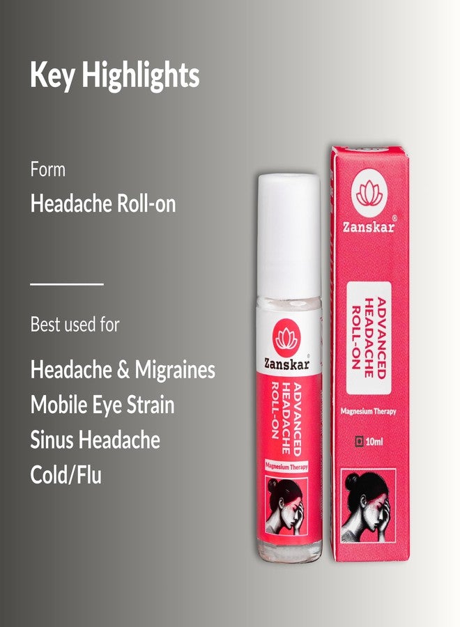 Zanskar Headache & Migraine Roll-on | Instant Relief from Stress, Eye Strain, Sinus & Cold | Magnesium + Lavender + Clove | Natural, Pocket-Friendly, Premium Packaging - 10 ml - Image 3
