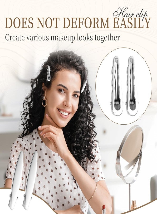 OLLBIT 24PCS Silver Hair Clips Set,Hair Clips Cute,Y2k Hair Accessories,Metal Barrettes,Anti-Slip Wavy Star Hair Clip for Women Girls - Image 2