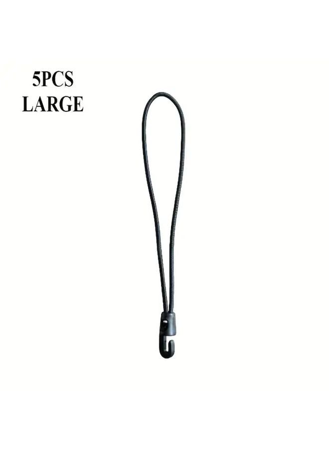 Large 5pcs Heavy Duty Elastic Tie Straps with Hooks for Camping Pool Covers Boat Shelters - Image 1