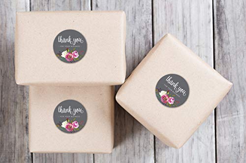 SBlabels 1.5 Inch Round Grey Floral Thank You for Your Business Stickers / 500 Labels Per Roll - Image 4