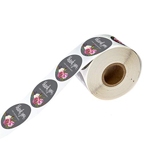 SBlabels 1.5 Inch Round Grey Floral Thank You for Your Business Stickers / 500 Labels Per Roll - Image 3