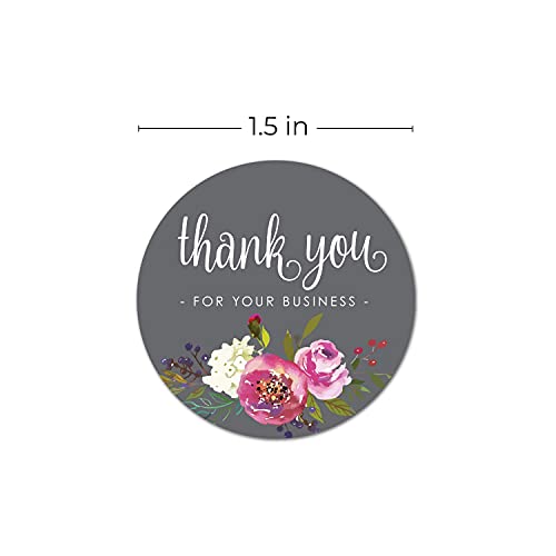 SBlabels 1.5 Inch Round Grey Floral Thank You for Your Business Stickers / 500 Labels Per Roll - Image 5