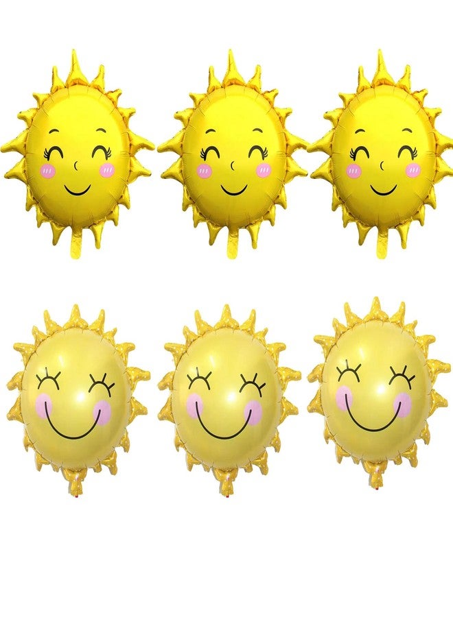OHLIGEI 6PCS Sunshine Mylar Balloons Sun Smil Foil Balloonsfor Summer Party, Wedding, Birthday, Sunny Theme Party Decorations - Image 1