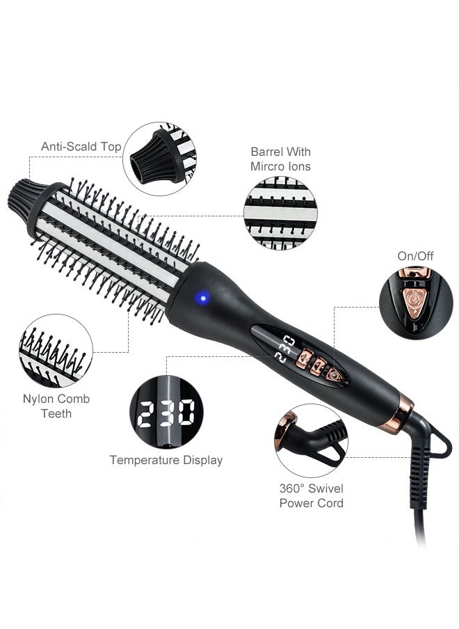 BESTIS - 2025 New Upgrade Thermal Brush 1.5 in Curling Brush, Hot Brush Ionic Heated Curling Iron, Dual Voltage Travel Straight Wand Brush, LCD Display 120°C to 230°C - Image 1