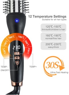 BESTIS 2025 New Upgrade Thermal Brush 1.5 in Curling Brush, Hot Brush Ionic Heated Curling Iron, Dual Voltage Travel Straight Wand Brush, LCD Display 120°C to 230°C  - Image 4