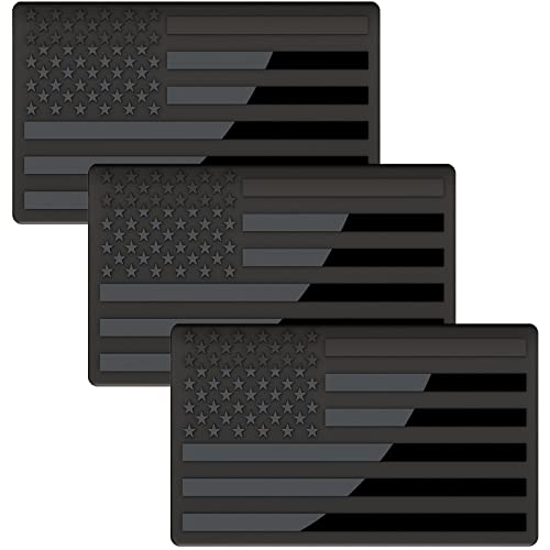 sticro Embossed 3D Metal All Black American Flag Emblem Decal Stickers (3 Pack), Matte Black 5" x 3" Patriotic USA US Flag Car Decals Bumper Stickers for Truck, Window, Motorcycle, Support US Military - Image 1