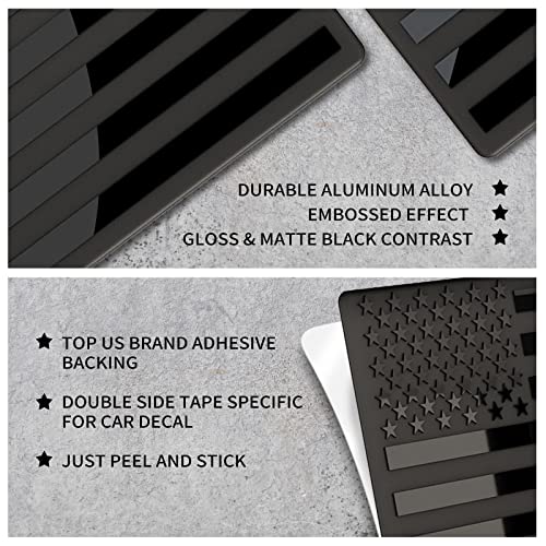 sticro Embossed 3D Metal All Black American Flag Emblem Decal Stickers (3 Pack), Matte Black 5" x 3" Patriotic USA US Flag Car Decals Bumper Stickers for Truck, Window, Motorcycle, Support US Military - Image 5