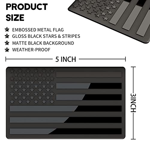 sticro Embossed 3D Metal All Black American Flag Emblem Decal Stickers (3 Pack), Matte Black 5" x 3" Patriotic USA US Flag Car Decals Bumper Stickers for Truck, Window, Motorcycle, Support US Military - Image 2