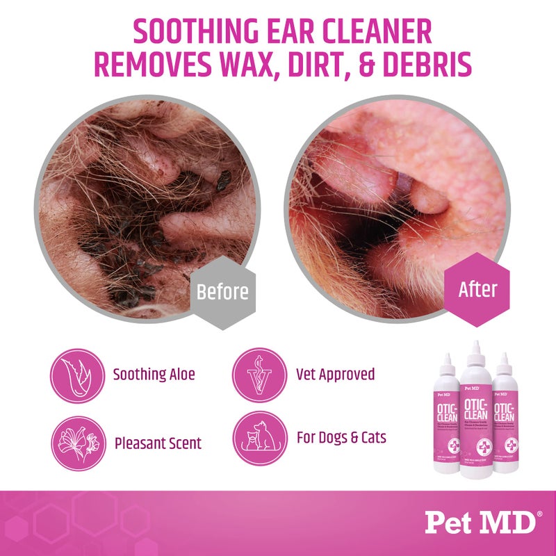 Pet MD Otic Clean Dog Ear Cleaner for Cats and Dogs - Effective Against Infections, Itching, and Controls Odor - 8 oz - Image 2