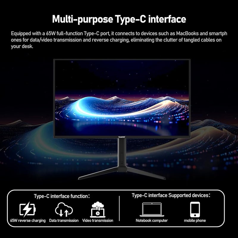 Gawfolk شاشة ألعاب 32 بوصة QD OLED 4K 240Hz UHD (3840x2160P) 0.03ms (GTG) PIP PBP 99% DCI-P3 Type-C 65W KVM HUB3.0 HDR400 FreeSync نسبة تباين 1.5M:1 قابلة لتعديل الإمالة والارتفاع والدوران - Image 5
