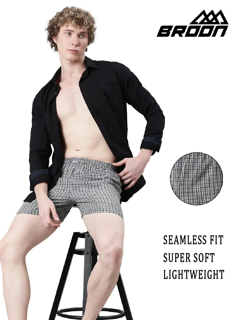 Broon Multicolor Checked Boxers Pack of 6 for Men