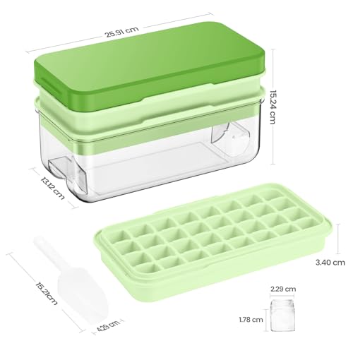 PHINOX Ice Cube Tray With Lid and Bin, Ice Trays for Freezer, Flexible Ice Cube Trays, Making 64 pcs Ice Cubes, Chilling Cocktail, Whiskey, Coffee, with 2 trays, Ice Container, Scoop&Cover, BPA Free - Image 5