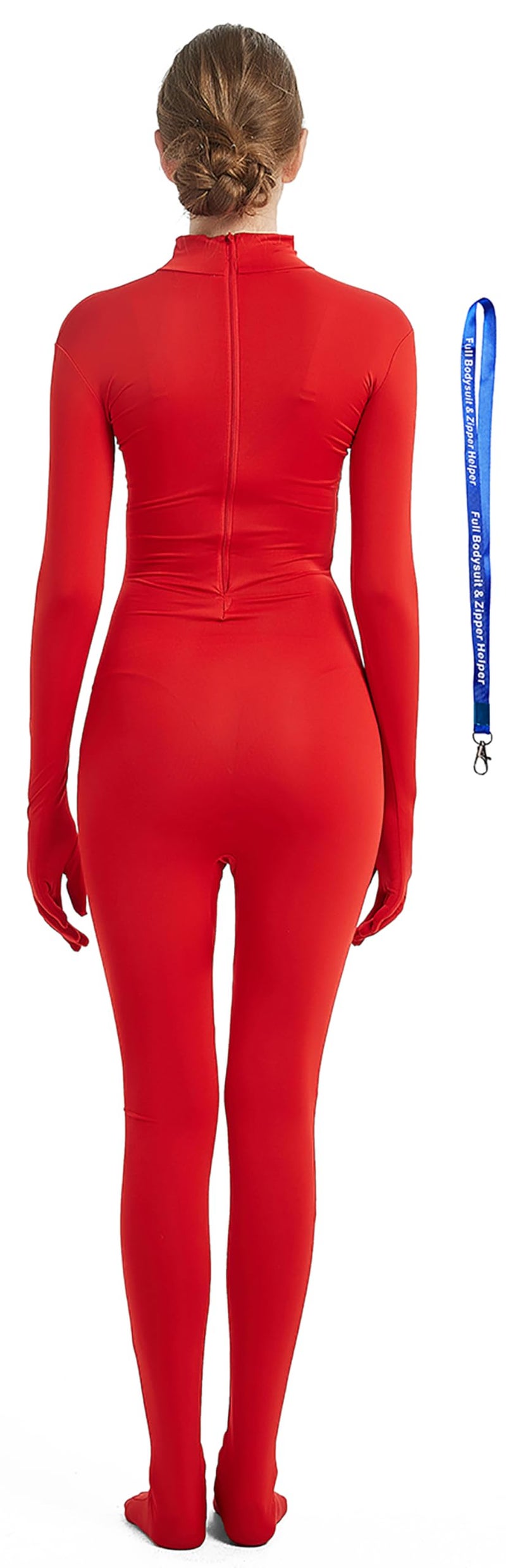 Full Bodysuit With Zipper Helper Womens Costume Without Hood Spandex Stretch Zentai Unitard Body Suit (Small, Red) - Image 2