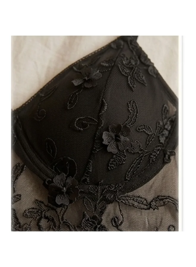 Caprisious  Luxe Velvet & Lace Pajama Set with Floral Embroidery – 2-Piece Nightgown and Robe for Women | Best Price UAE