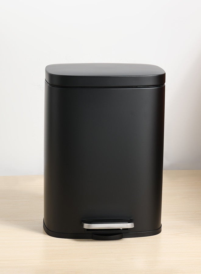 Trust Stainless Steel Trash Bin 20L Black Anti-Fingerprint & Soft Close Lid - Image 1
