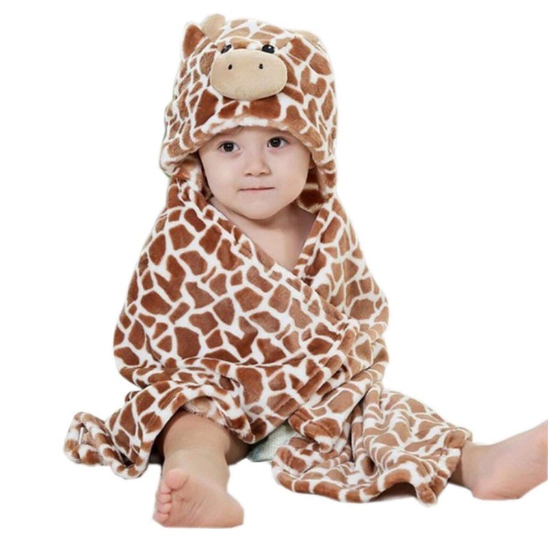 Vauwmsr Baby Hooded Blanket Ultra Soft Warm Newborn Infant Swaddle Wrap Bath Shower Towel, 25.6" x 39.4", Brown - Image 1