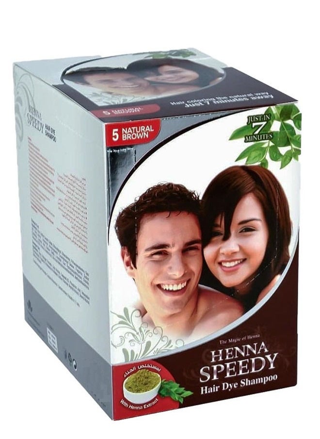 Henna Speedy Hair Dye Shampoo Natural Brown  12 X 30ml  - Image 1