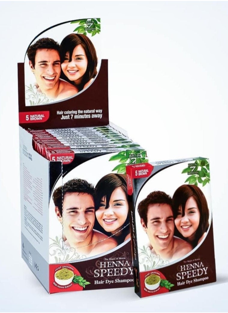 Henna Speedy Hair Dye Shampoo Natural Brown  12 X 30ml  - Image 2