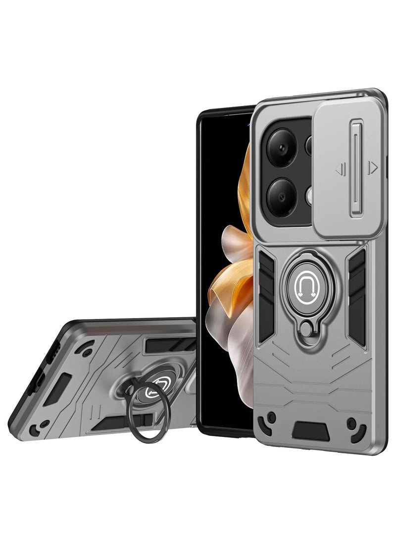 GOLDEN MASK GOLDEN MASK For Xiaomi Redmi Note 13 Pro 4G  Armored Window Bracket Camera Shield Cover Camera Lend Protection With Ringe (Grey)  - Image 2