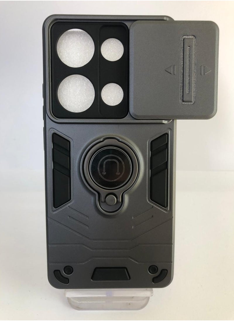 GOLDEN MASK GOLDEN MASK For Xiaomi Redmi Note 13 Pro 4G  Armored Window Bracket Camera Shield Cover Camera Lend Protection With Ringe (Grey)  - Image 1