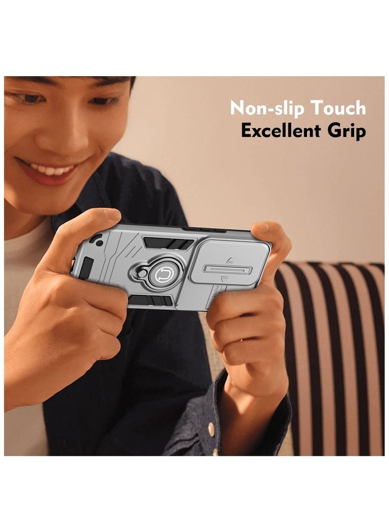 GOLDEN MASK GOLDEN MASK For Xiaomi Redmi Note 13 Pro 4G  Armored Window Bracket Camera Shield Cover Camera Lend Protection With Ringe (Grey)  - Image 3
