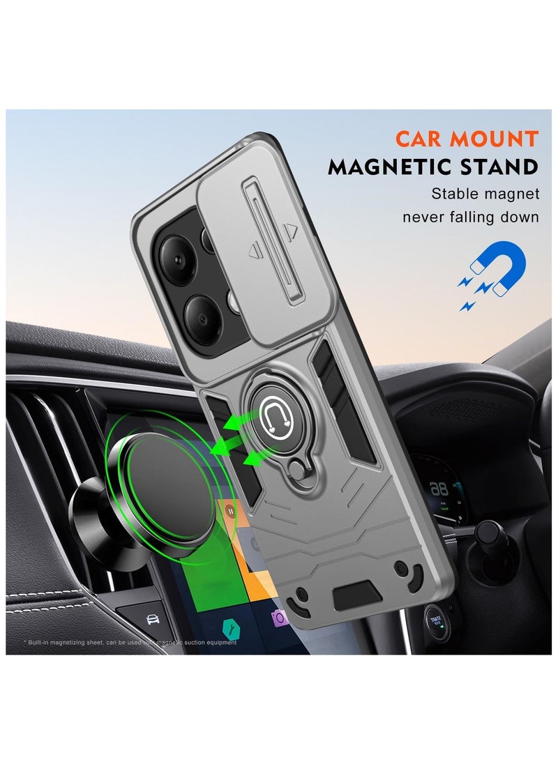 GOLDEN MASK GOLDEN MASK For Xiaomi Redmi Note 13 Pro 4G  Armored Window Bracket Camera Shield Cover Camera Lend Protection With Ringe (Grey)  - Image 5