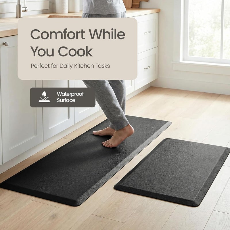 More Decor Anti Fatigue Kitchen Mats for Floor | Padded Kitchen Rugs | Non Slip, Cushioned Standing Desk Mat | Waterproof Floor Mat | 17.3" x 28" x 0.47" & 17.3" x 47.2" x 0.47", Black, 2-Pack | More Décor - Image 5